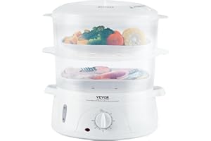 VEVOR Electric Food Streamer, 7.4Qt Electric Vegetable Steamer with 2-Tier Stackable Trays, Food-Grade Food Steamer for Cooki