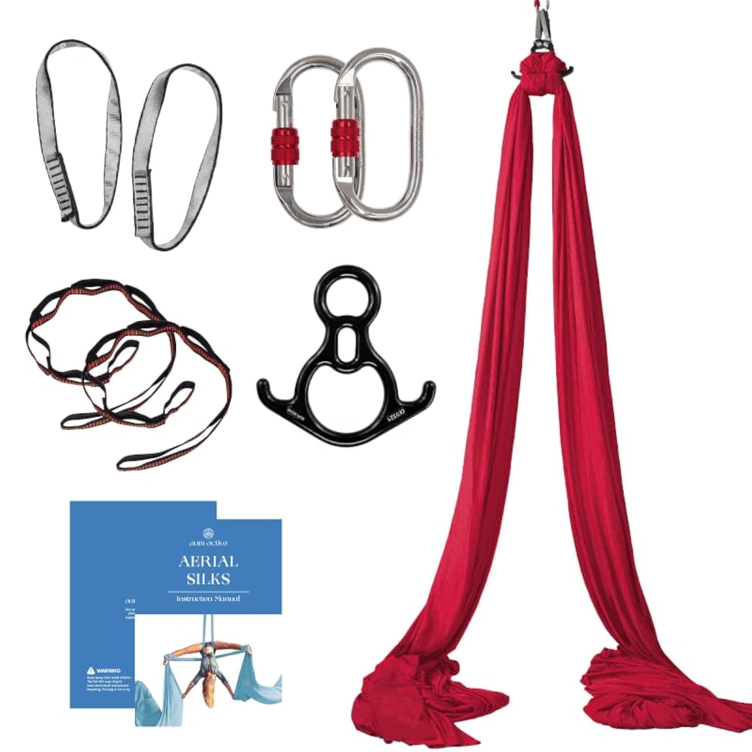 Photo 1 of Aum Active Aerial Silks Starter Kit - Durable 9 Yards of Aerial Yoga Hammock with Hardware & Guide - Aerial Swing for Acrobatic Flying Yoga & All Levels (Aerial Rigging Point Up to 13ft)