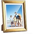 TWING 8x10 Picture Frame Gold Displays 5x7 Photo Frame with Mat or 8x10 Inch Without Mat,Picture Frames for Table Top Display and Wall Mounting, Ideal Gift to Family and Friends