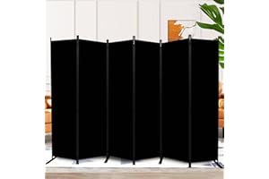HOMSCREENER Room Divider and Folding Privacy Screens 6 Panel, 11 Ft Wide Room Partitions Dividers, Portable Room Divider Screen for Room Separtition, Folding Wall Dividers for Rooms, Office, Bedroom, Studio Black