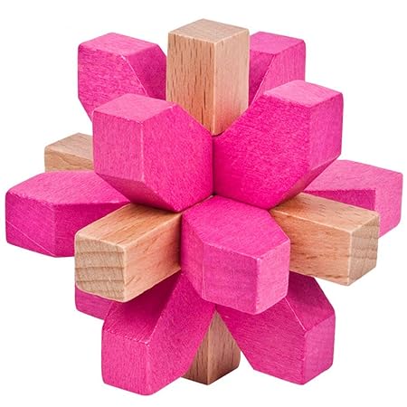 FidgetGear Colorful Wooden Luban Lock Puzzles Plum Blossom Lock Kids Stress Reliver Puzzle Toy