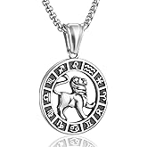 Zodiac Sign Necklaces for Men Women Stainless Steels Leo Libra Aries 12 Constellation Pendant Necklace Astrology Jewelry Birthday Gift