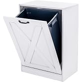 Zvyteay 13 Gallons Tilt Out Trash Can Cabinet, Wooden Free Standing Kichen Waste Bin Recycling Cabinet Hidden Trash Cabinet (White)