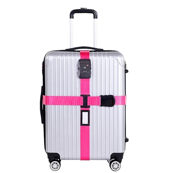 Kreuz Koffergurt mit Zahlenschloss TSA Kofferband Gepäckgurt Gepäckband Verstellbare Gepäck Straps für 22-32 Zoll Koffer Schw