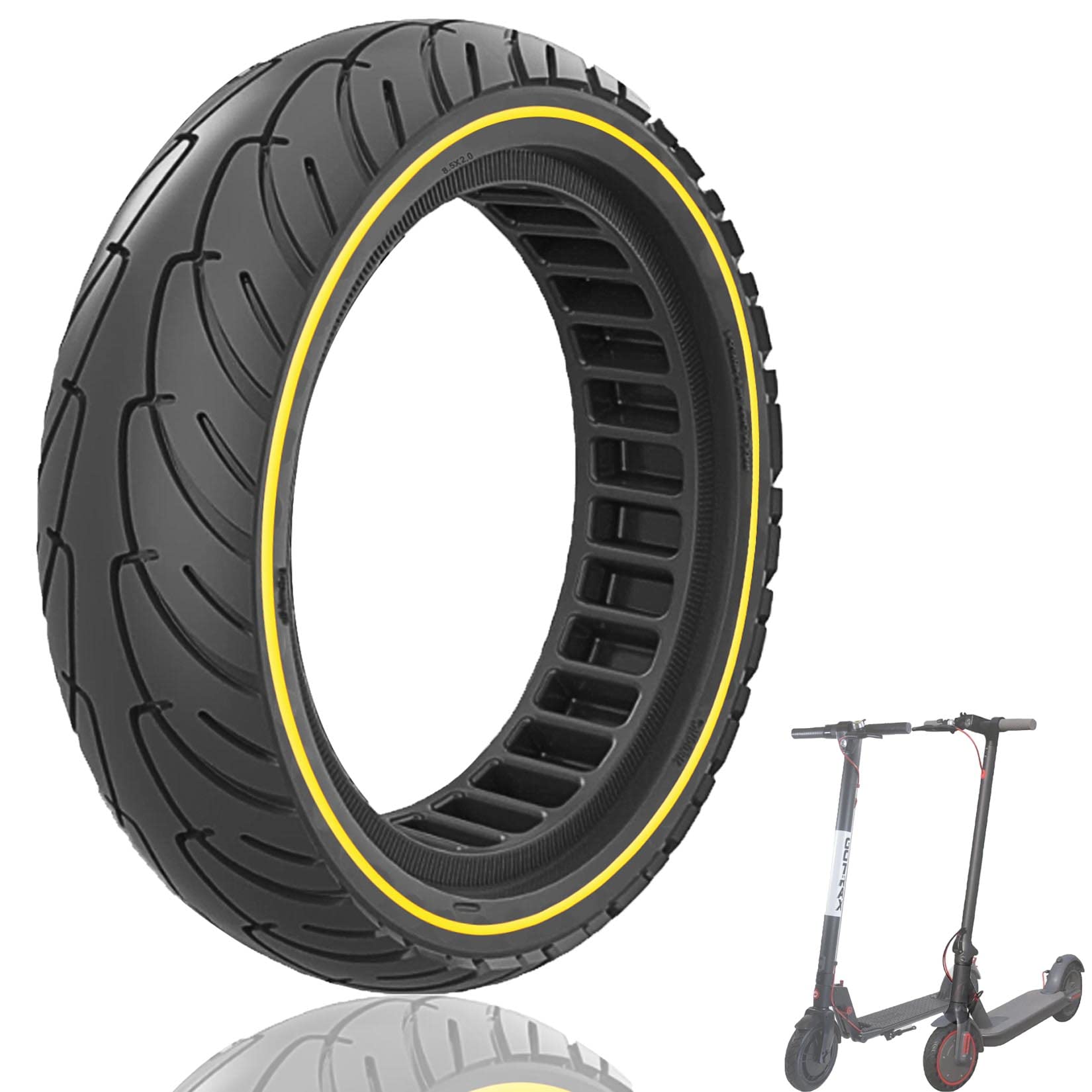 Felixstory 8.5 x 2.0 Inch Solid Tyre Anti-Puncture 50/75-6.1 for Xiaomi M365/Pro 2/3 Lite/Essential, Ninebot D38E/F65I/F25I Electric Scooter, Replacement for 8 1/2x2, 8.5x2.8.5x2.125