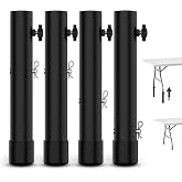 YUEYIN Table Leg Extenders for Folding Tables, 3-Level Height Adjustable Metal Table Risers (2in / 4in / 6in) for Straight/Bent Legs, Back Pain Relief &amp; Posture Improvement, Black, 4-Pack