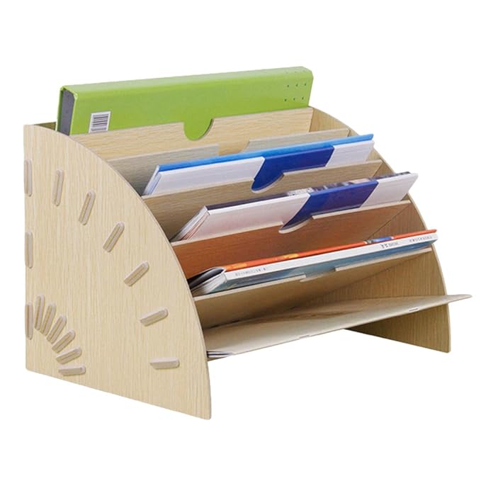 Liying Neu Ablagefächer Briefablage Papier-Organizer 6 Fächer Stehsammler aus Holz Zeitschriftensammler Stehordner Archivsamm
