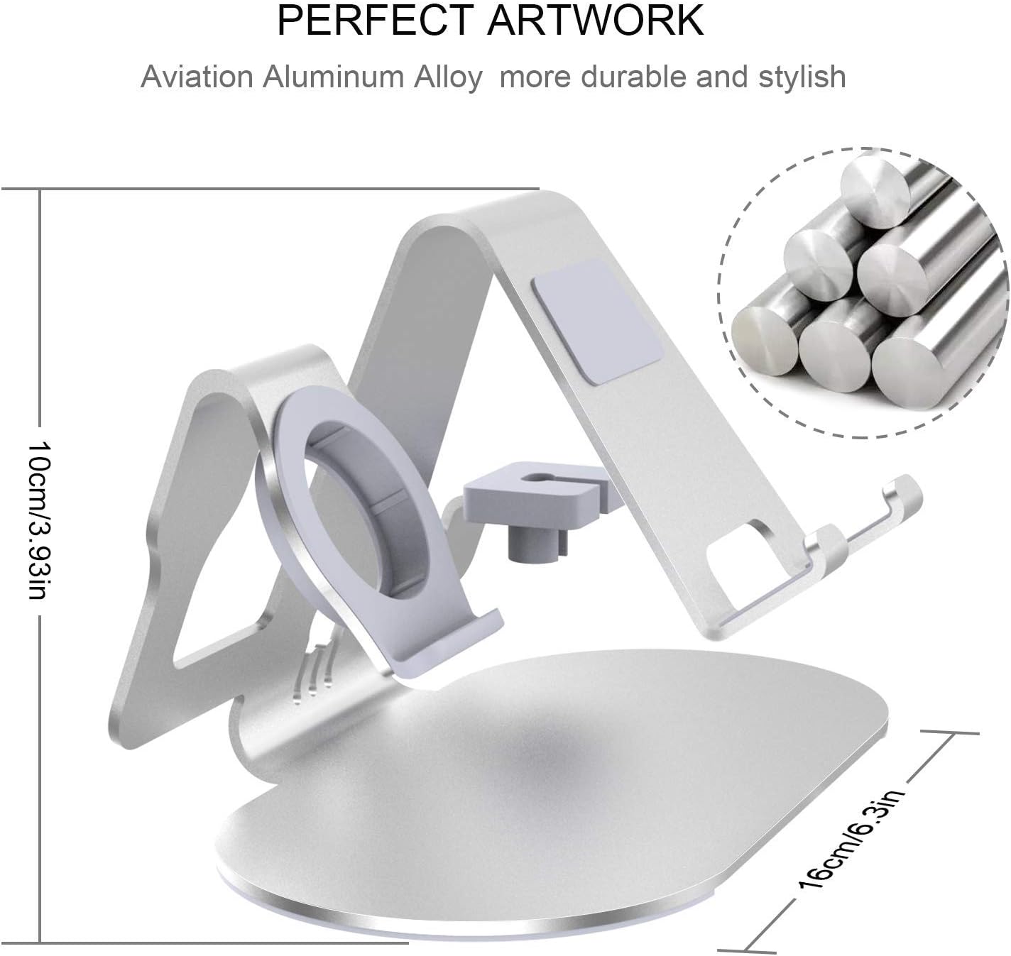 3 in 1 Aluminum Charging Station for Apple Watch Charger Stand Dock for iWatch Series 4/3/2/1,iPad,AirPods and iPhone Xs/X Max/XR/X/8/8Plus/7/7 Plus /6S /6S Plus/
