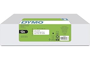 DYMO Authentic LW Mailing Address Labels for LabelWriter Label Printers, White, 1-1/8" x 3-1/2", 12 Rolls of 350 (4200 Total)