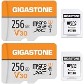 GIGASTONE 256GB Micro SD Card 2-Pack, A1 V30 4K Video Recording, Surveillance, Security Camera, Action Camera, Drone, 100MB/s MicoSDXC Memory Card UHS-I Class 10
