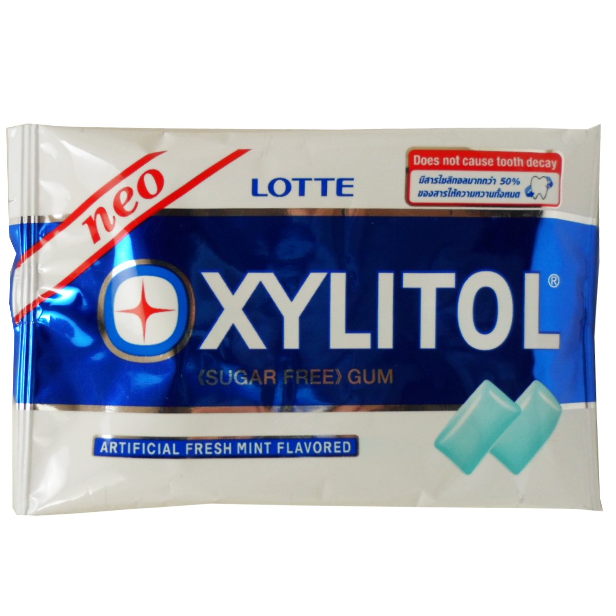 Lotte Xylitol Neo Dental Health Chewing Gum Fresh Mint Flavored Sugar Free 12 G (8