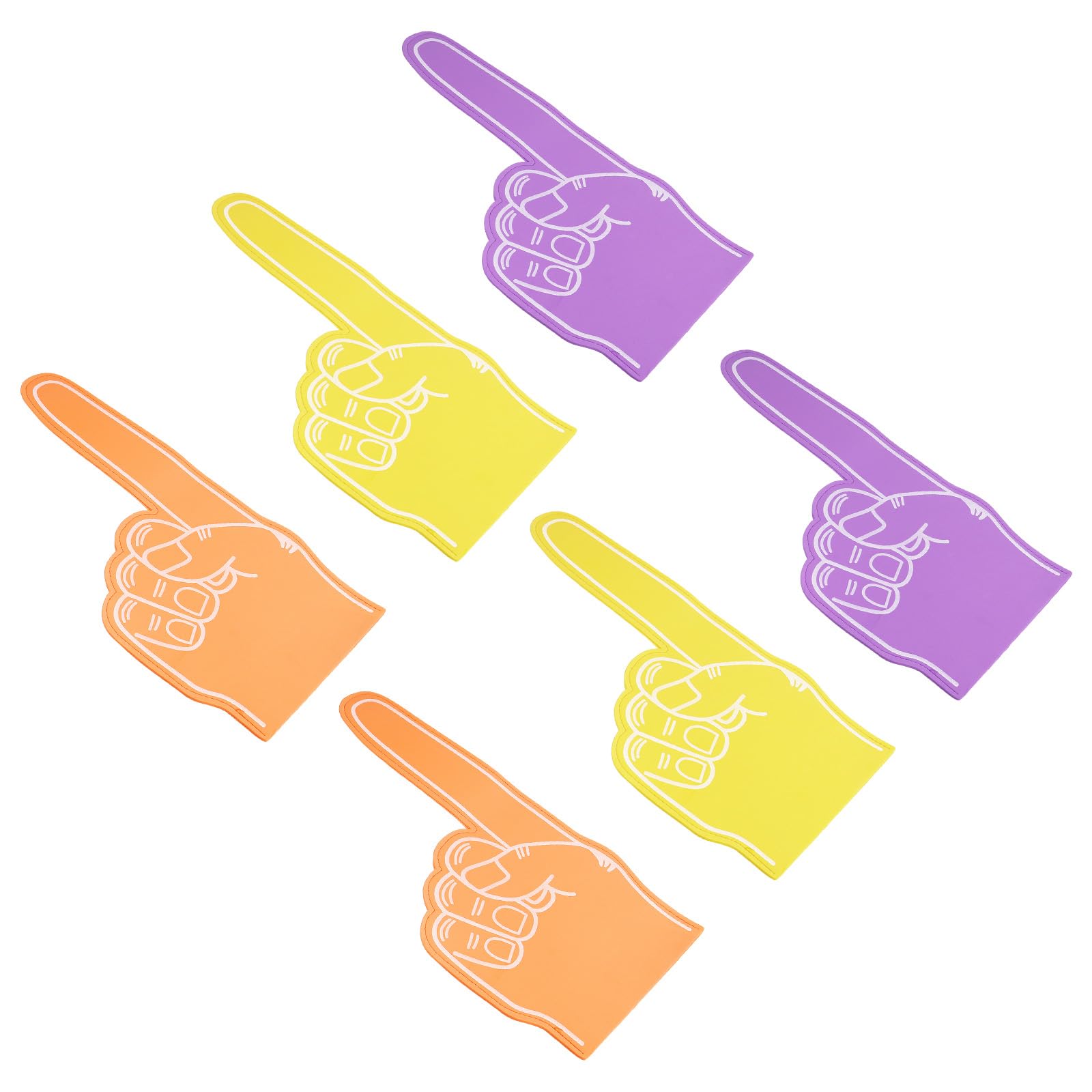PATIKIL Giant Foam Finger 18 Inch, 6 Pack Number 1 DIY Blank Foam Hand Cheerleading Foam Fingers for Sports Events Games Party Supplies, Red Orange Purple