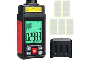 JuviPerpric Digital RPM Tachometer, Non Contact 10-99999 RPM Meter High Accuracy Laser Tachometer Gauge with Reflection Tape,