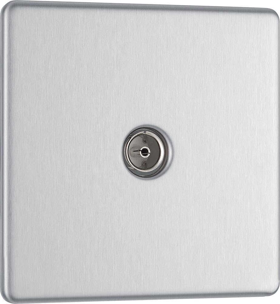 BG Electrical Screwless Flat Plate Single Co-Axial Socket