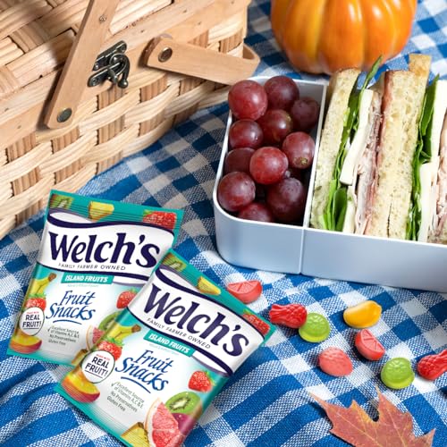 WELCH’S FRUIT SNACKS, FRUIT PUNCH & ISLAND FRUITS, INDIVIDUAL SINGLE SERVE BAGS, 0.8 OZ (PACK OF 40)