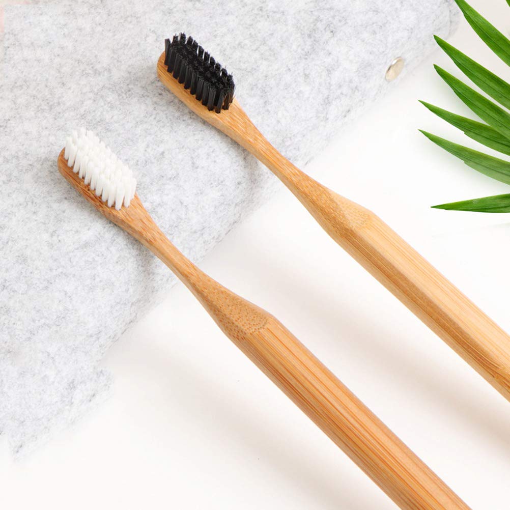 Set of 4 bamboo handled toothbrushes