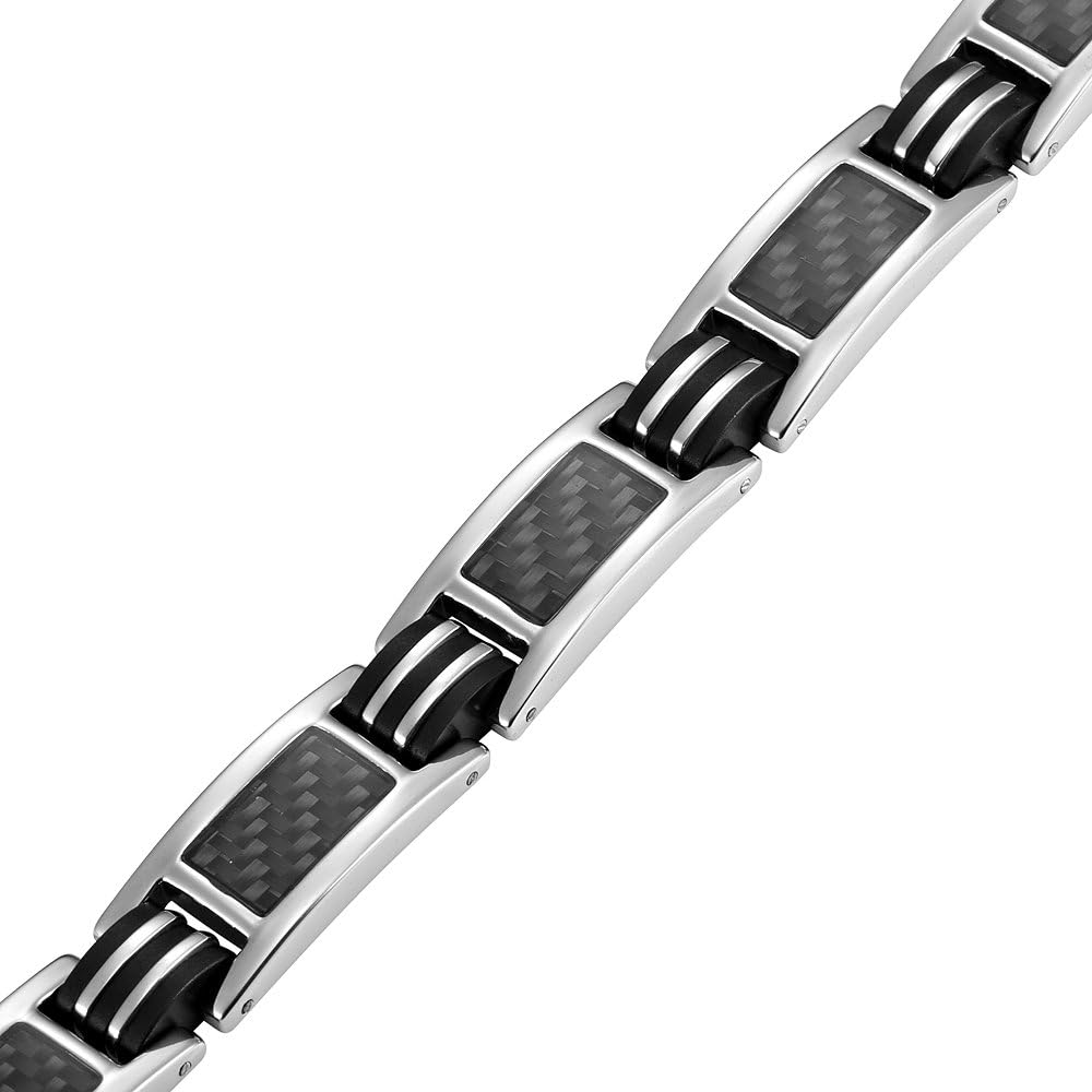 Mens Carbon Fibre Titanium Magnetic Bracelet Adjustable Included By Willis Judd, Black, 8.5 inches - Image 3