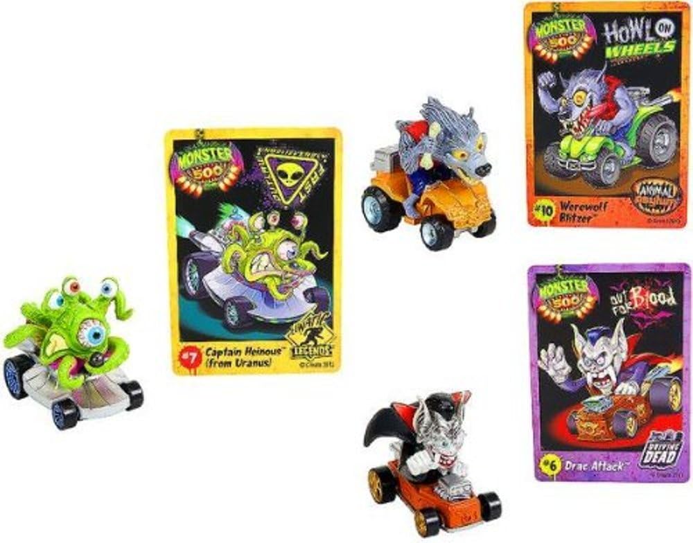 Monster 500 Small Car & Trading Card Collector's 3-Pack-Drac Attack, Captain Heinous (from Uranus), Werewolf Blitzer