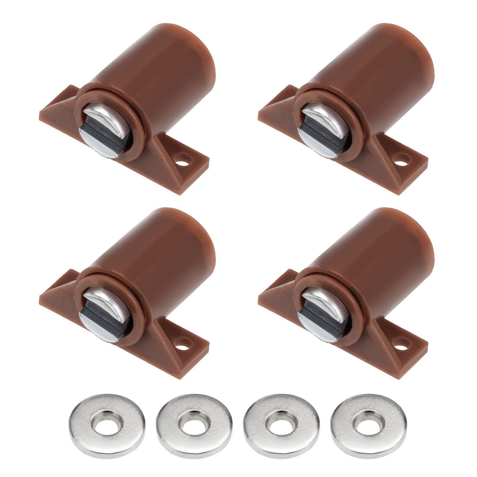 METALLIXITY Magnetic Latches Catch (1.14"x1.26") 4Pcs, Plastic Cabinet Magnet Latch - for Cabinet Door Drawer, Home Decoration, Brown