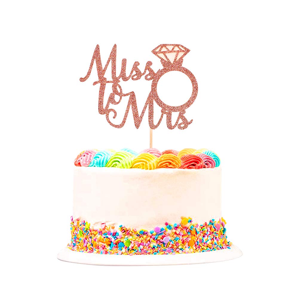 Blumomon 1Pc Rose Gold Miss to Mrs Cake Topper Wedding Bridal Shower Cake Decorations for Engagement Bachelorette Bridal Shower Party
