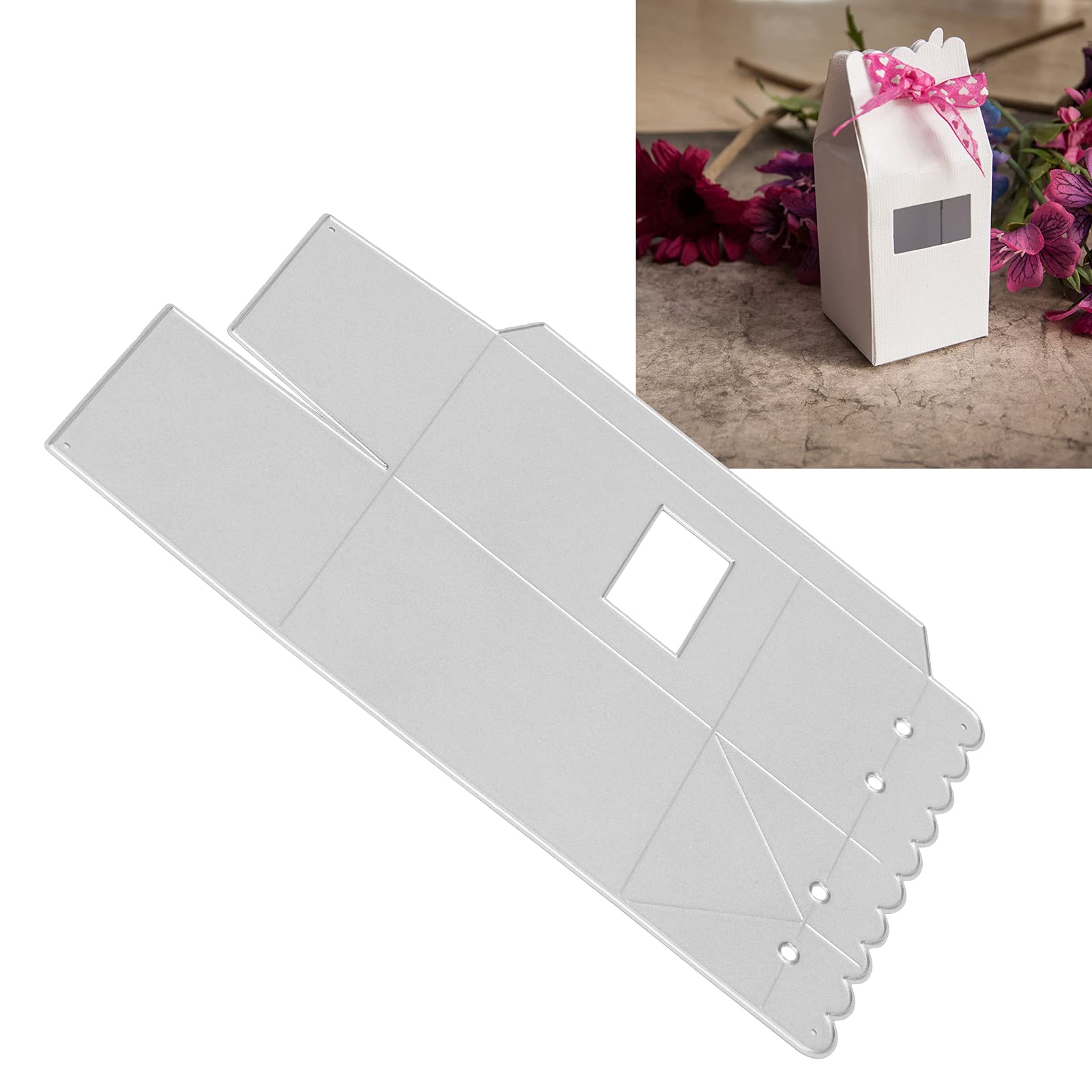 2Pcs Metal Cutting Die Gift Box Die Cuts Milk Carton Shape Emboss Stencil Decorative Etched Dies for DIY Craft Paper Card Making