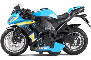 Gilumza Pull Back Motorcycle Toys, Tiny Gift with Music Lighting, Race Motorcycles Toy for Boys Kids Age 3 4 5 6 7 8 Year Old (Blue)