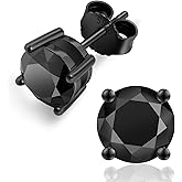KRKC&CO Moissanite Earrings for Men, Gift for Him, Gold/Black/White Earrings Studs, S925 Sterling Silver Hypoallergenic, Dazzling, 4-Prong, 1.2-3.0CT, D Color, VVS1