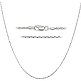 DSS 925 Sterling Silver Necklace for Women, Rope Chain 1.5mm, Lobster Claw Clasps, Sterling Silver Chain, Italian Jewelry for Women, 16in - 36in