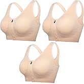 Women Zip Front Closure Sports Bra Medium Impact Push Up Wirefree Yoga Bras Racerback Workout Gym Top