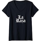 Womens Chicano Chicana Mexican Gift Latina Brown Power La Raza V-Neck T-Shirt