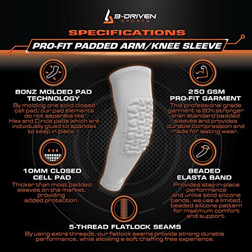 image for B-Driven Sports | Padded Knee & Arm Compression Athletic Sleeves | Dur