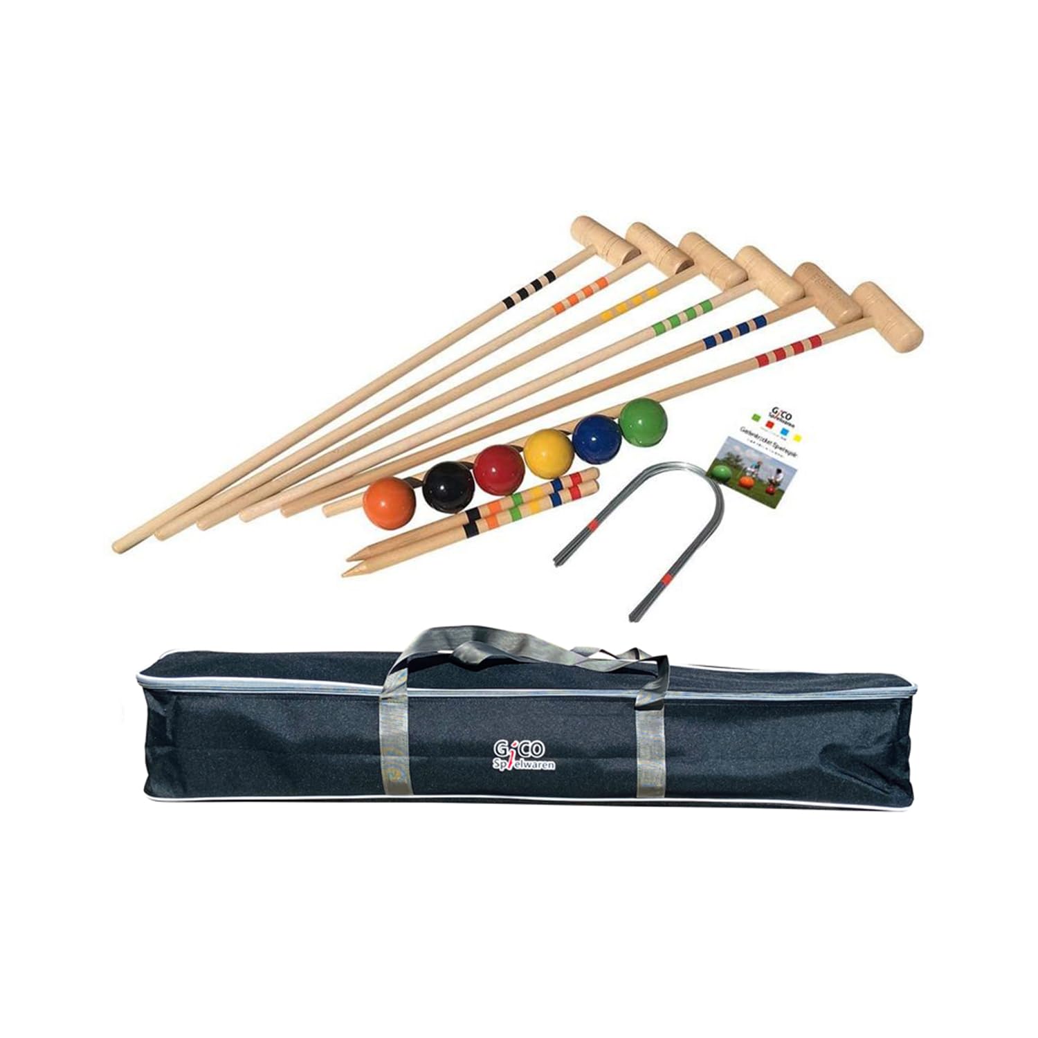 Quality croquet game / crocket for 6 players (100 cm adult size) with transport bag - Spiel gut (award) - quality product made of solid wood for the whole family - made in EU-3246