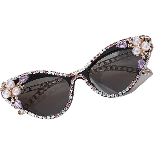 Amazon.com: COTIA Diamond Cat Eye Sunglasses Women Flower