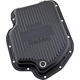 Speedway Motors Black Steel Transmission Pan Compatible with GM TH-400, Stock Capacity 1-7/8 Inch Deep, Stamped &ldquo;400 T&rdquo; Logo with Drain Plug for Easy Fluid Changes