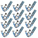 Ubit 12-PCS PCI-E Riser for Bitcoin\Litecoin\ETH coin PCIe VER 006C 6 PIN 16x to 1x Powered Riser Adapter Card 6-Pin PCI-E to SATA Power Cable - GPU Riser Adapter - Ethereum Mining ETH