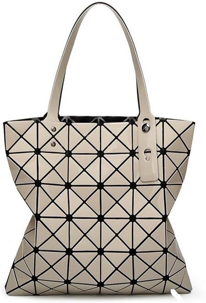 Handbags Bao Bao Laser Geometric Diamond Shape Silica Gel Sliver Paint Patchwork Tote Women Shoulder Bag Baobao Khaki one Size