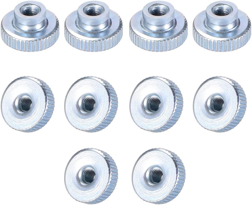 sourcing map Knurled Thumb Nuts, 10Pcs M3x0.5mm Iron Round Knobs Fastener for 3D Printer Parts, Silver