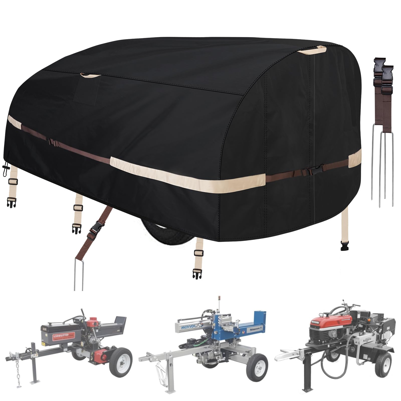 Photo 1 of Log Splitter Cover 1200D Heavy Duty Windproof for 15-60ton Electric Wood Splitter Cover All Weather Protection Log Splitter Accessories (94.5"L X 49.6"W X 41.7"H)