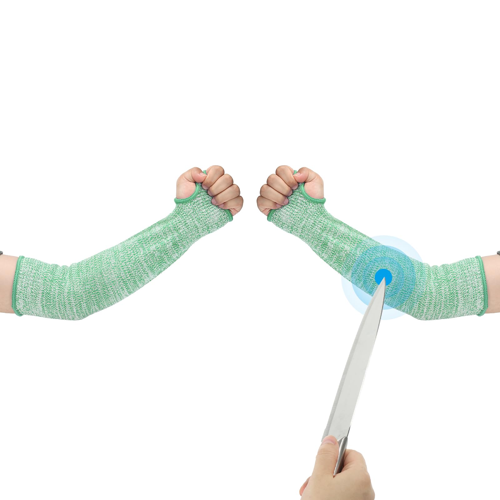 PATIKIL 18 Inch Cut Resistant Sleeve, 1Pair Arm Safety Protectors Sleeves with Thumb Hole Level 5 Protection Forearm Guard Sleeves for Thin Skin and Bruising, XL, Green