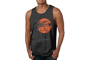 Waldeal Mens Casual Palm Tree Sleeveless Beach Tank Tops Cool Fitness Shirt Size S-3XL
