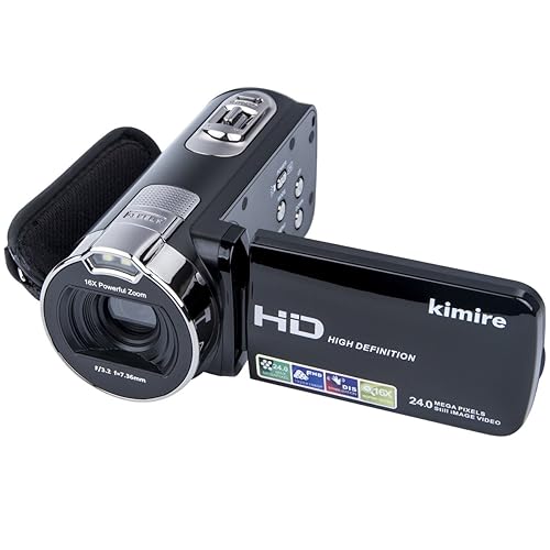 kimire Digital Camera Camcorders HD Recorder 1080P 24 MP 16X