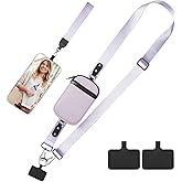 YFWE Phone Lanyard Crossbody Wrist Strap, Clip and Go Strap for Phone with Wallet Crossbody, Adjustable Phone Strap Compatible with All Phones (Purple)