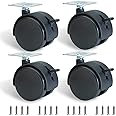 Dalyndar 2 Inch Furniture Caster Wheels 4pcs Swivel Plastic Rollers with Locks Stainless Screws Small Universal Plate Wheel Casters Replacement for Cabinet Drawer Table Desk Cart in Office Kitchen