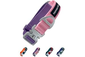 PEPPER PET Heavy Duty Tactical Dog Collar,Metal Buckle Quick Release Collar for Large Dogs,1700 LB Strength Tested,Dual Color Nylon Collar for Walking,Training & Hunting