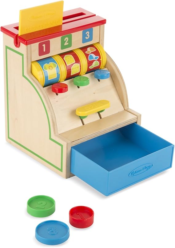 Melissa & Doug Sort & Swipe Cash Register Wooden Educational Toy With