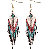 SHINUS BOHO Beaded Tassel Dangling Earrings For Women,Boho Long Festive Jewelry Design Drop Summer jewelry Gifts.