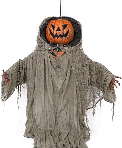 Zhkxbg Commande De Voix Electrique Halloween Fantome De Citrouille A Suspendre Decoration De Poupees Tremblantes Animee Amazon Fr Cuisine Maison