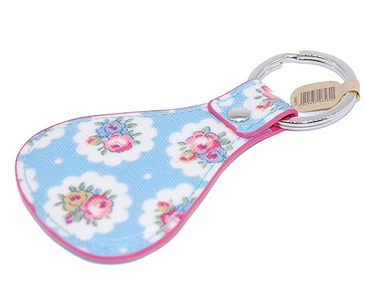 Cath Kidston Schlüsselanhänger Circle Ditsy Blue hellblau mit Rosen Blüten