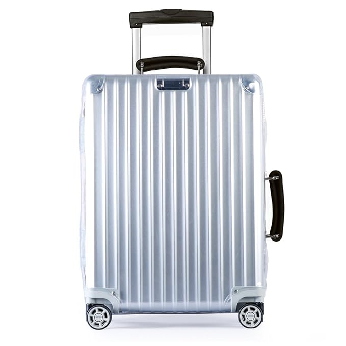 Luggage Cover Protector Clear PVC with Grey Zipper for