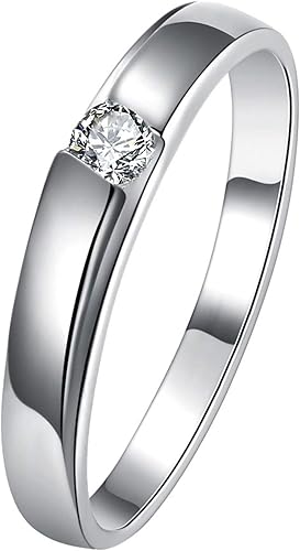 ANAZOZ Herren Ring Elegantes Rundes Zirkonia Weiß Verlobunsringe Kupfer